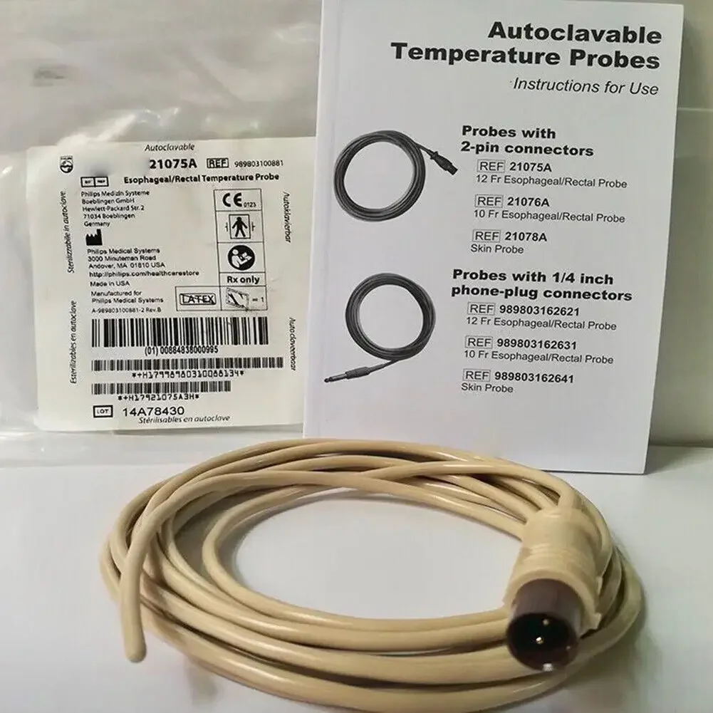 P-hilips PH Original 21075A Esophageal / Rectal Adult pediatric reusable temperature probe sensor cable IntelliVue MX550 MX500