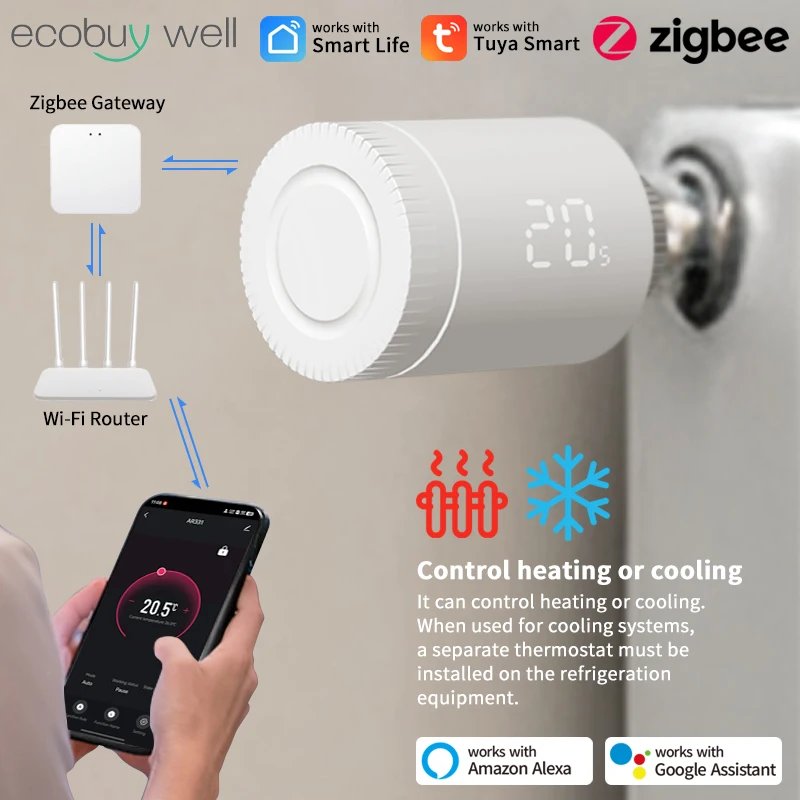 

Tuya Zigbee Thermostatic Radiator Valve Smart Radiator Valve TRV Zigbee 3.0 Thermostatic Radiator Valve Head Alexa Google Home