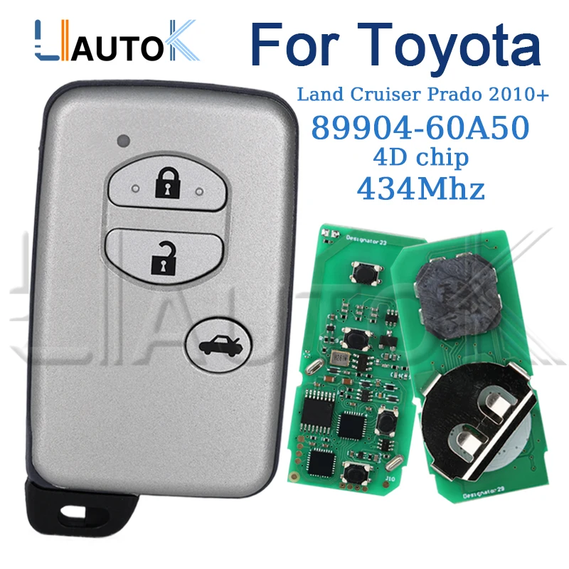 

Умный дистанционный ключ для Toyota Land Cruiser Prado 2010+ F433 3 кнопки B74EA P1 98 чип 4D чип FCCID 89904-60A50 автоматический логотип ключа автомобиля