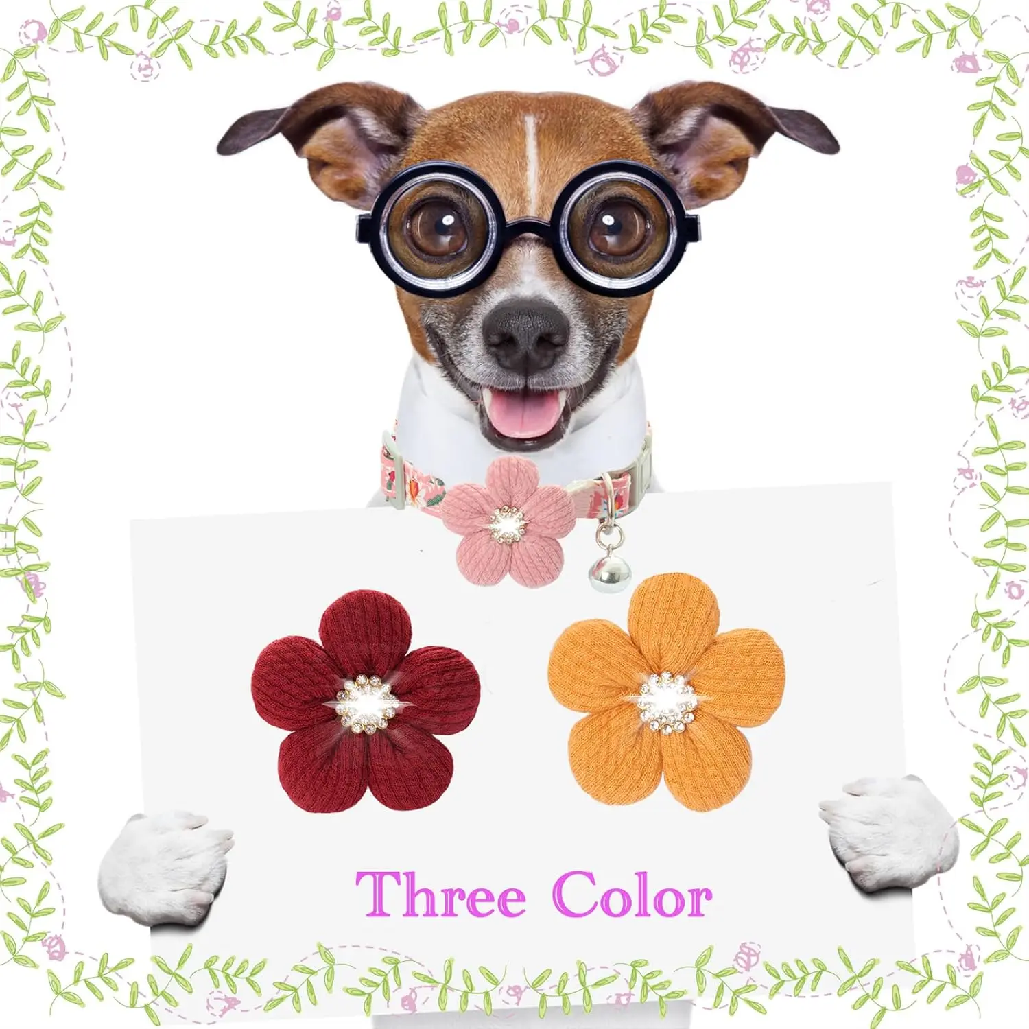 Small Dog Collar with Flower, Puppy Collar for Girl Dog Coll