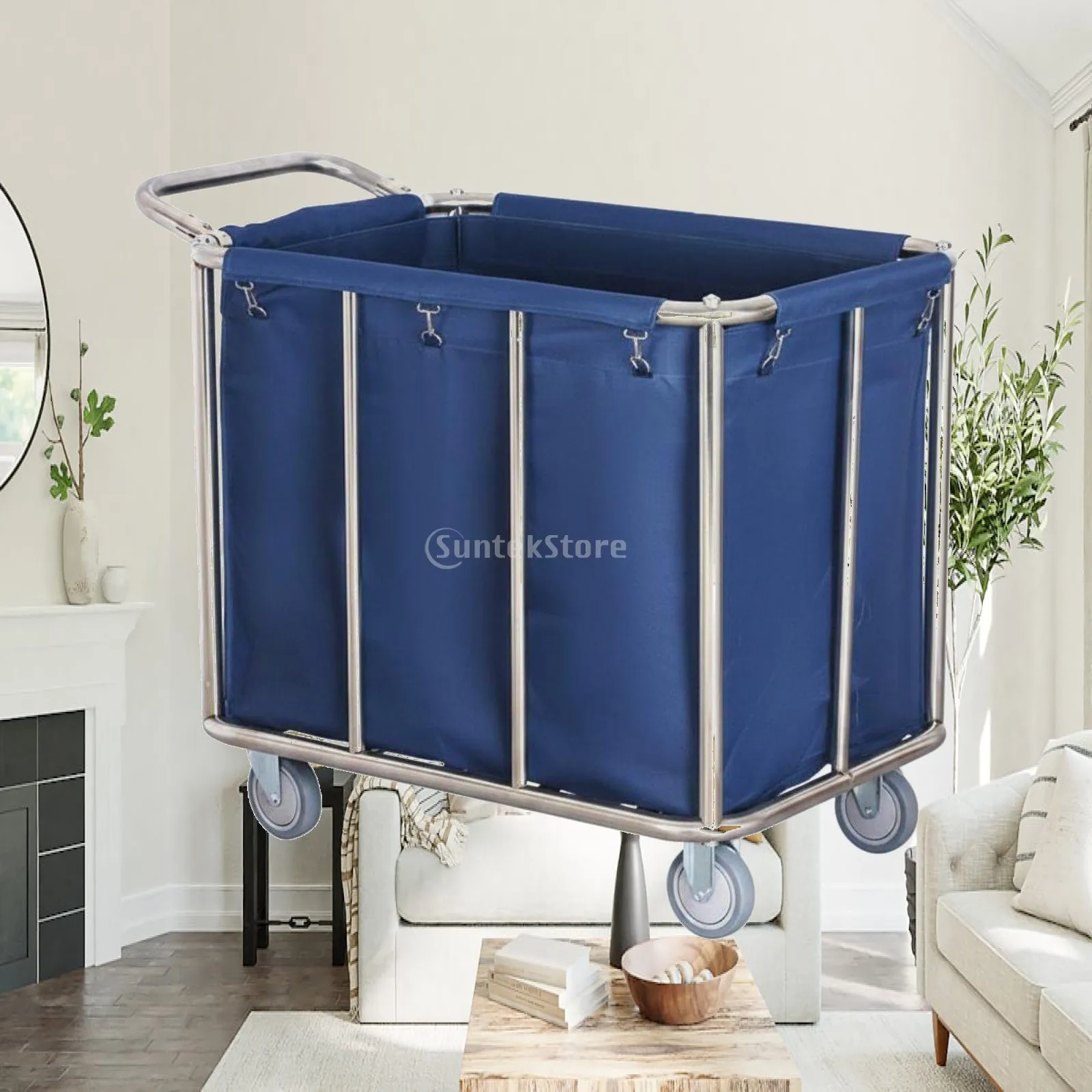 Rolling Laundry Hamper Heavy Duty Folding Cleaning Cart with Removable Bag for Hotel Linen Housekeeping Services