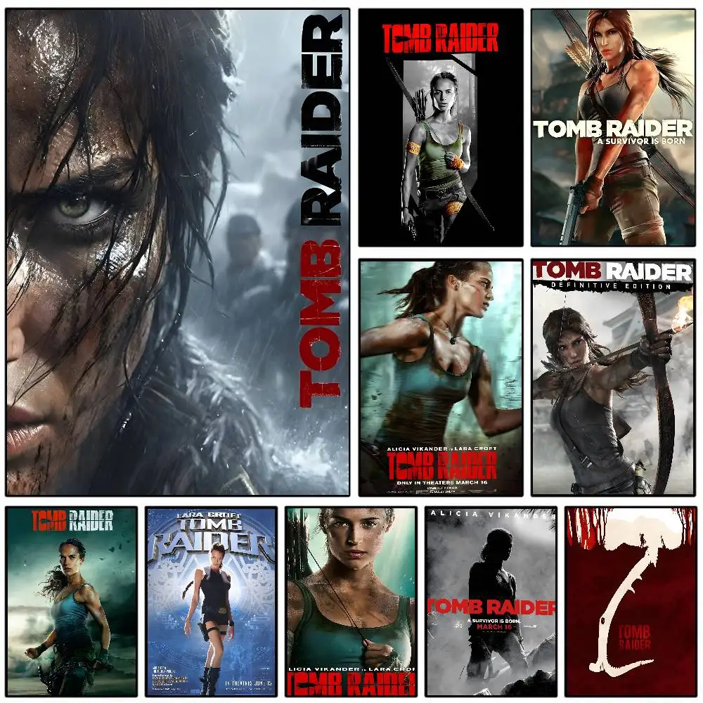 Póster de colección de la serie Tomb Raider, juego de Vedio con impresiones, decoración para el hogar, dormitorio, sala de estar, regalo, 1 ud.