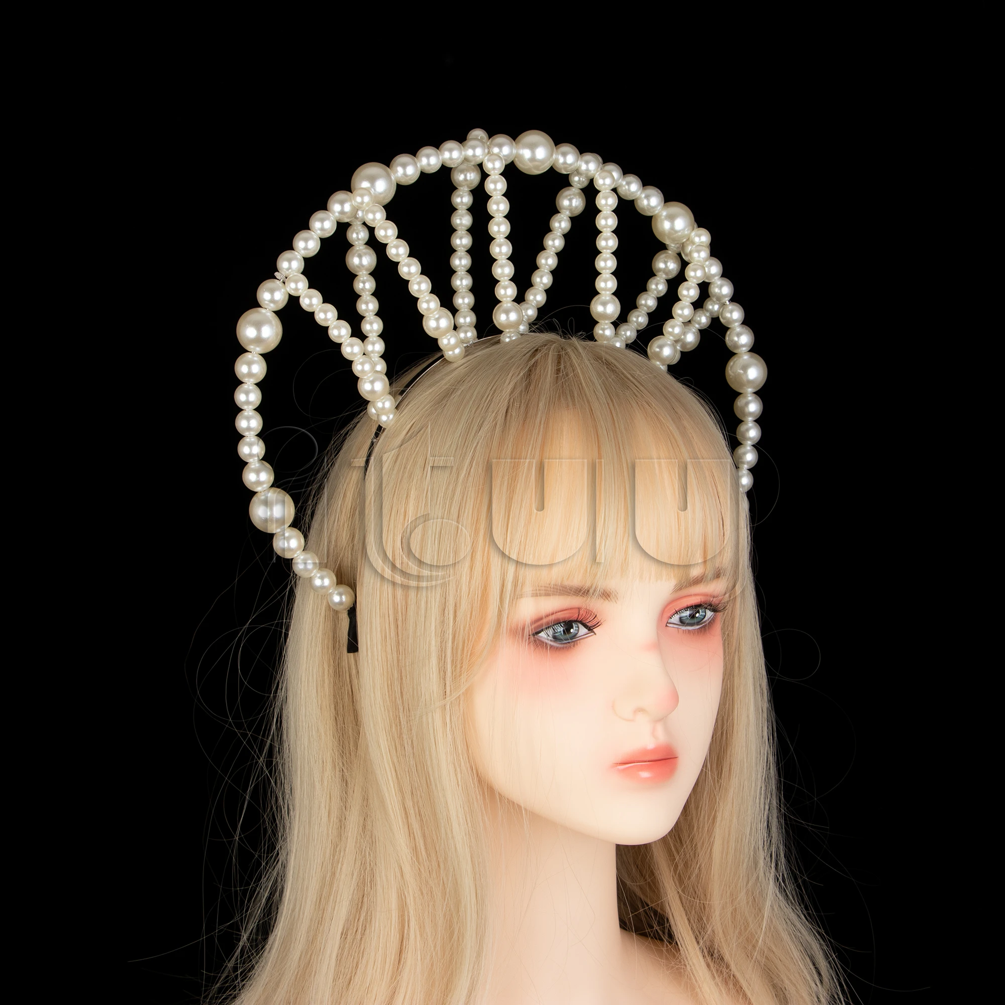 Couronne de Halo en Perles Faites à la Main, Pièce de Sauna Lolita, Déesse du Soleil, Fil d'Ange, Reine Anna, Diadème, Bandeau de Sauna, Collier, Accessoires Gothiques