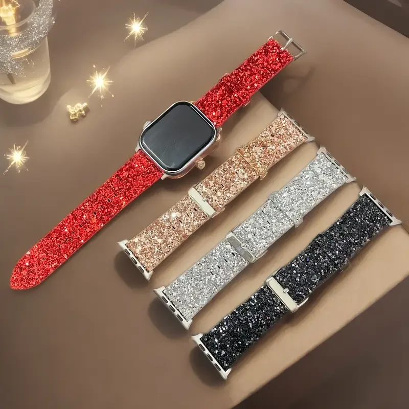 Shiny Leather Straps for Apple Watch band 45mm 40mm 44mm 38 42-46mm 41mm for  IWatch Series 11 10 9 8 7 6 5 4 SE Ultra 3-2 49mm