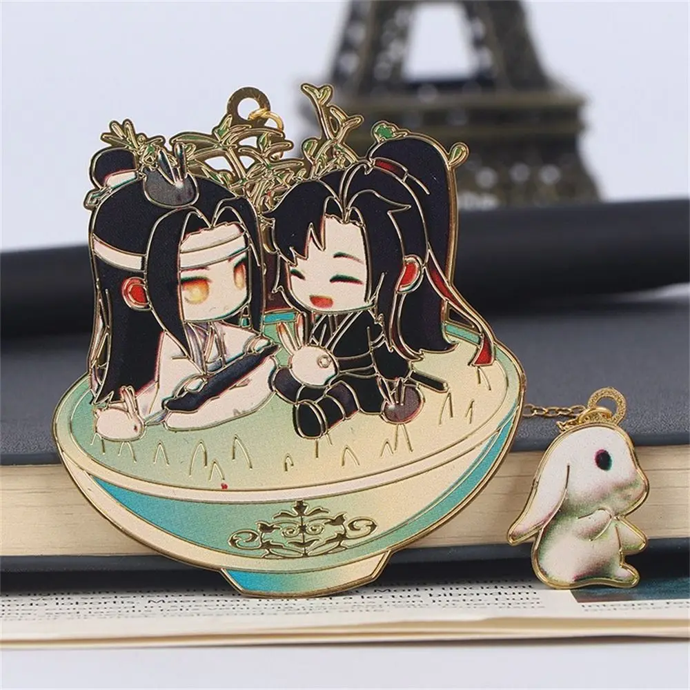 Marcapáginas de Metal para estudiantes, material escolar de Anime, Mo Dao Zu Shi Lan Wangji Wei Wuxian, Cilp