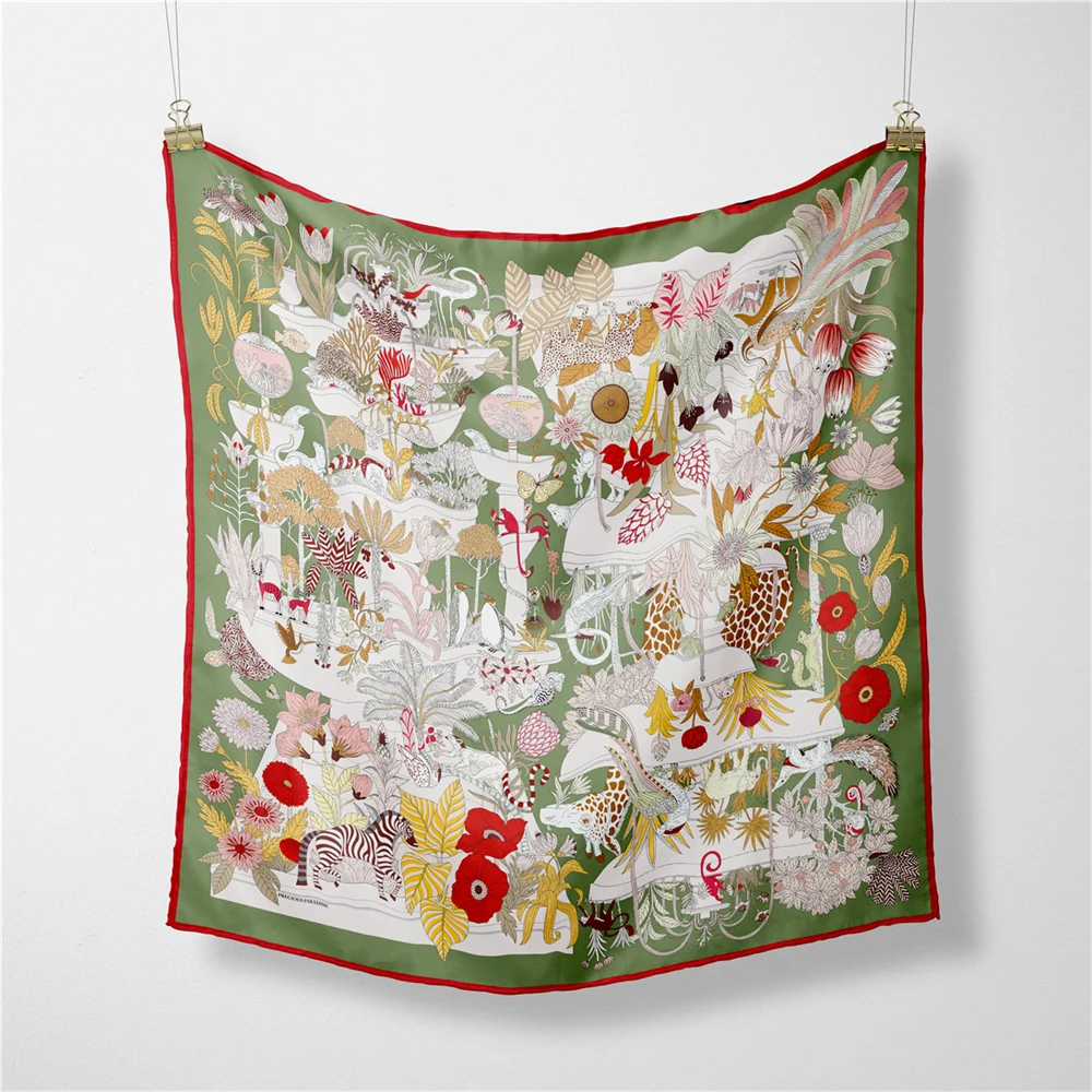 53 سنتيمتر الفاخرة حك وشاح حريري امرأة مدينة المياه طباعة أوشحة مربعة باندانا الحجاب الصغيرة Foulards سيدة التعادل عقال منديل