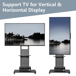 Rotating Vertical TV Floor Stand Mount Height Adjustable Mobile TV Bracket for 32-65 Inch Max Load 50KG