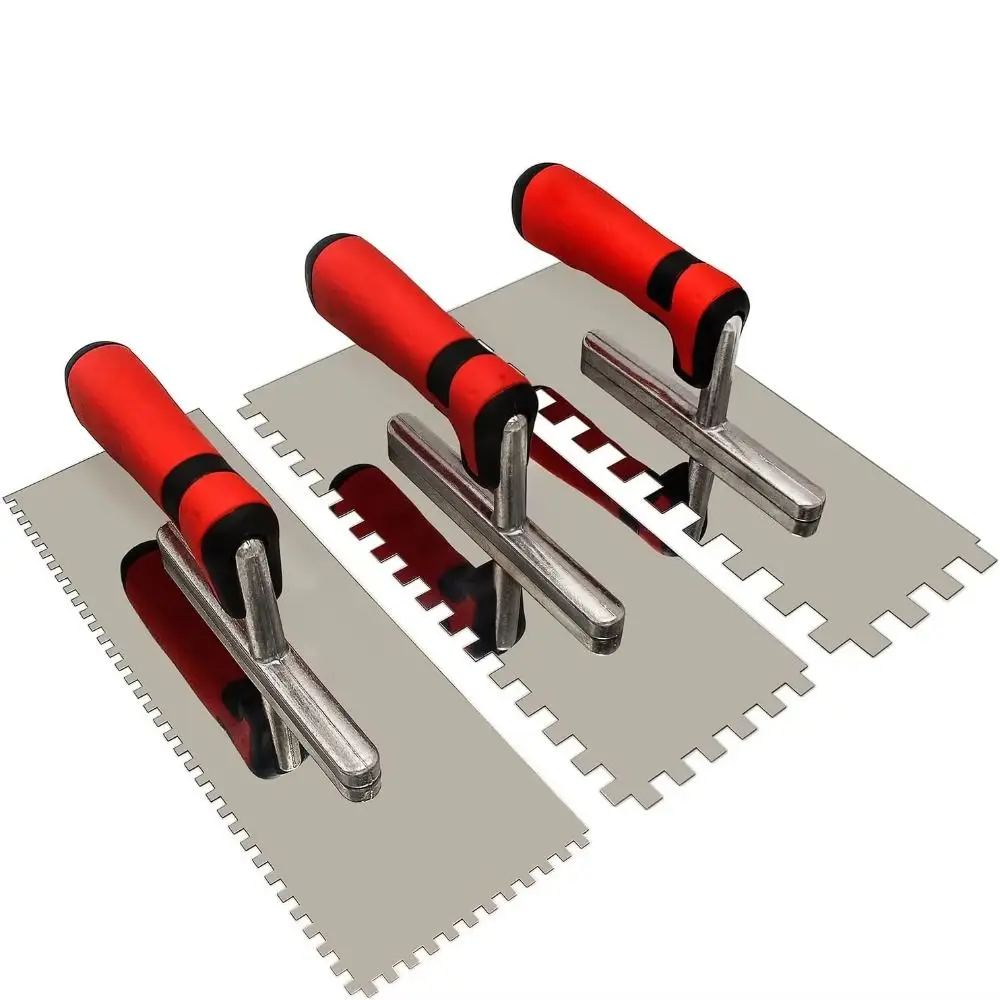 3-個入り耐久性のある金属製こて、快適なグリップハンドル、四角いノッチデザイン、ステンレス鋼製こて、電源不要、ステンレス鋼