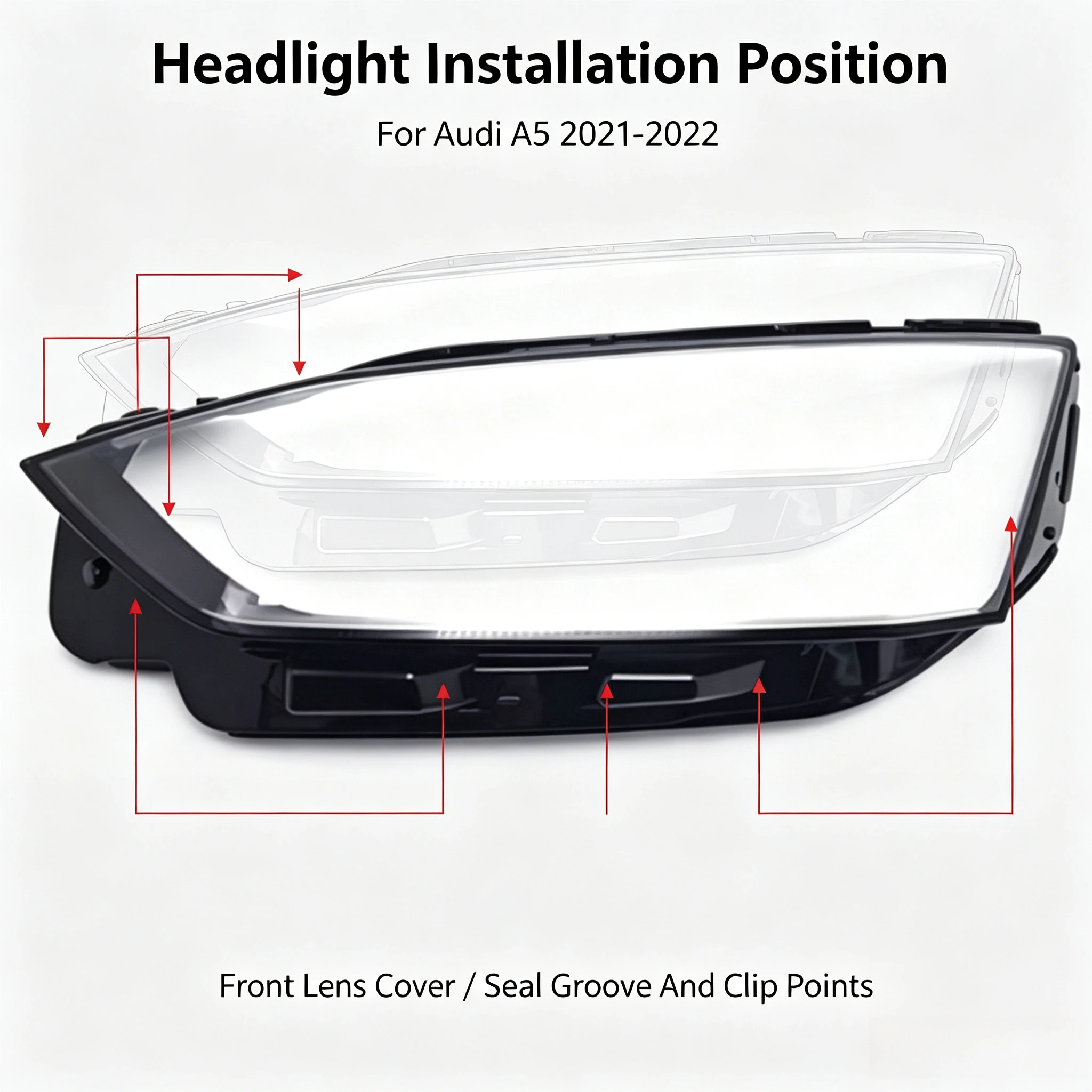 Moggic Clear Headlight Lens Cover Compatible With A5 2021 2022 Sportback S Line Left Right Side Front Lamp Glass Shade