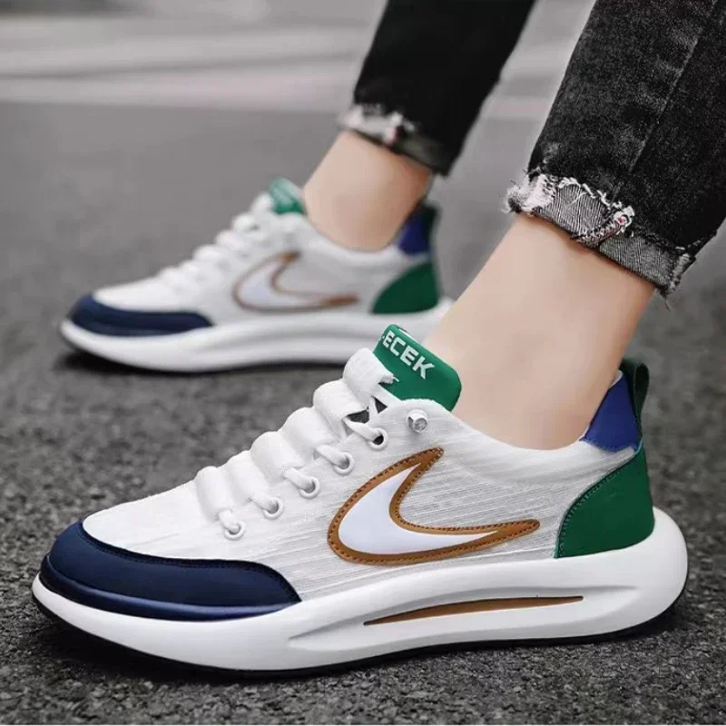 Sepatu kets kasual mewah untuk pria, sepatu Sneakers luar ruangan ringan tahan aus, sepatu Platform lari uniseks Tenis Masculino