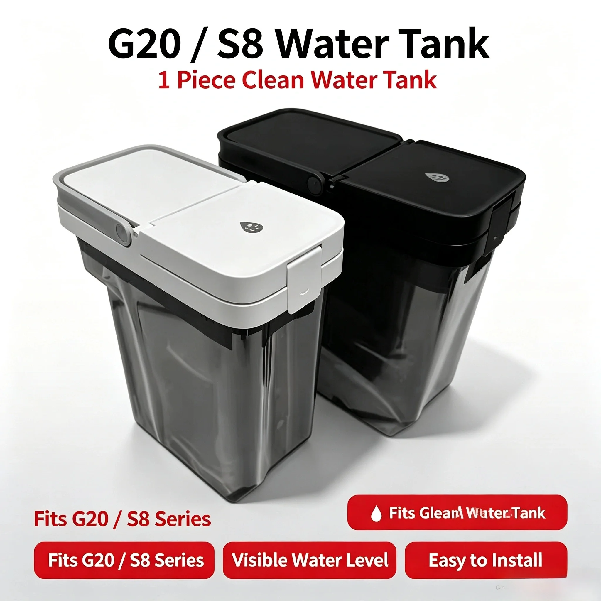 Replacement Water Tank For Robot Vacuum Cleaner Fit G20 S8 Series Transparent Visible Water Level Leak‑Proof Mopping Accessory