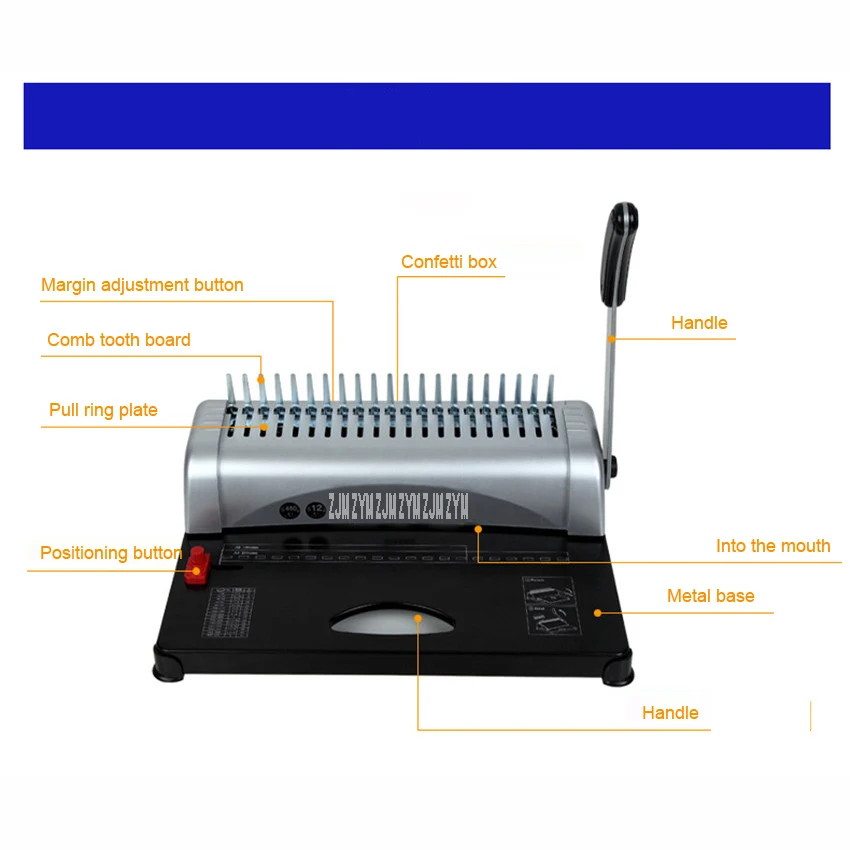 B2988 A4 Paper Binding Machine Puncher Binder 21 Holes Binding Machine 12 Sheets Punching 450 Sheets Binding Office Home Tools
