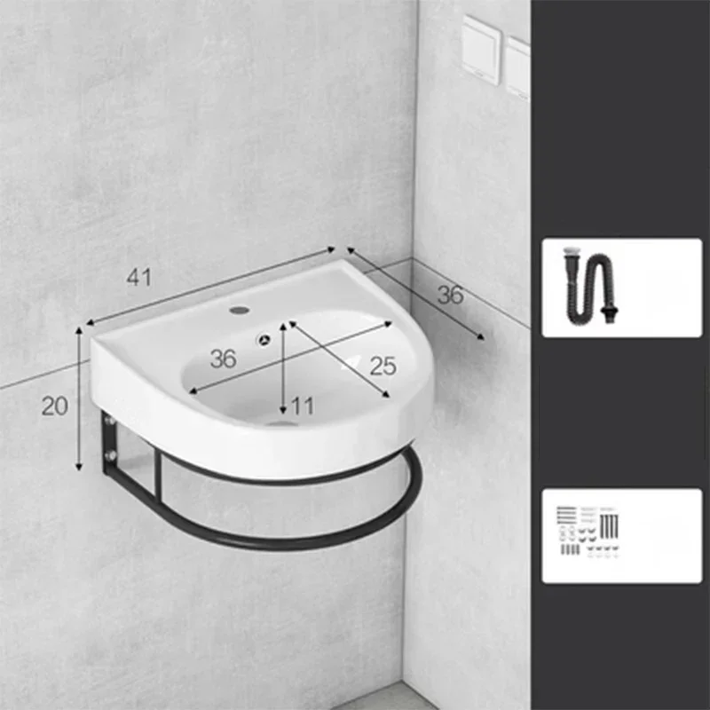 White Mini Ceramic Washbasin Wall-mounted Bathroom Sink Toilet Simple Wash Basin Balcony Hand Wash Pool With Faucet 41*36*11cm