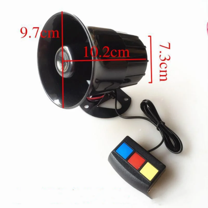 12V Car Motocycle 3 Tone Siren Loud Auto Horn Loudspeaker Electric Ambulance Alarm Sound Speakers 110dB Universal