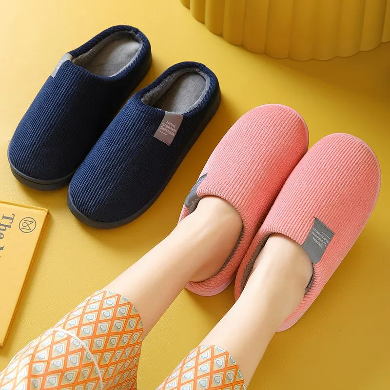 Women\'s Men\'s Thick Soft Bottom Home Slippers Household Plush Slippers Anti-slip Thermal Slippers Indoor Winter