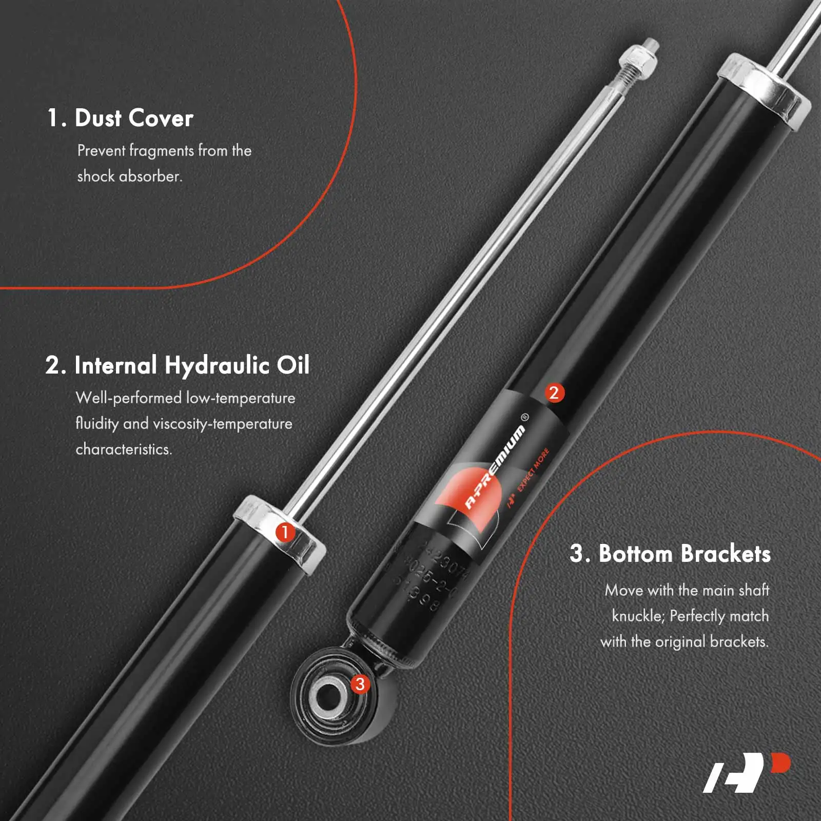 A-Premium Pair Rear Suspension Shock Absorber for Volkswagen Jetta 2019-2024 Audi A3 2015-2016