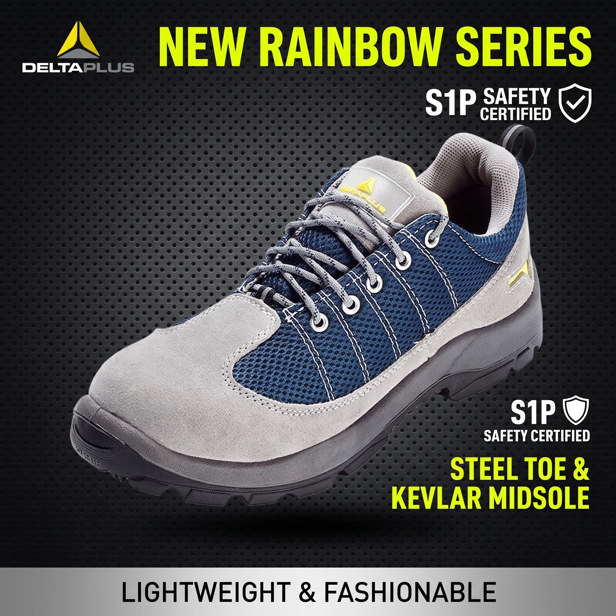 Delta Plus RIMINI0 S1P Safety Shoes for Men Breathable Steel Toe Work Boots Puncture Proof Anti-Slip Lightweight Sneakers