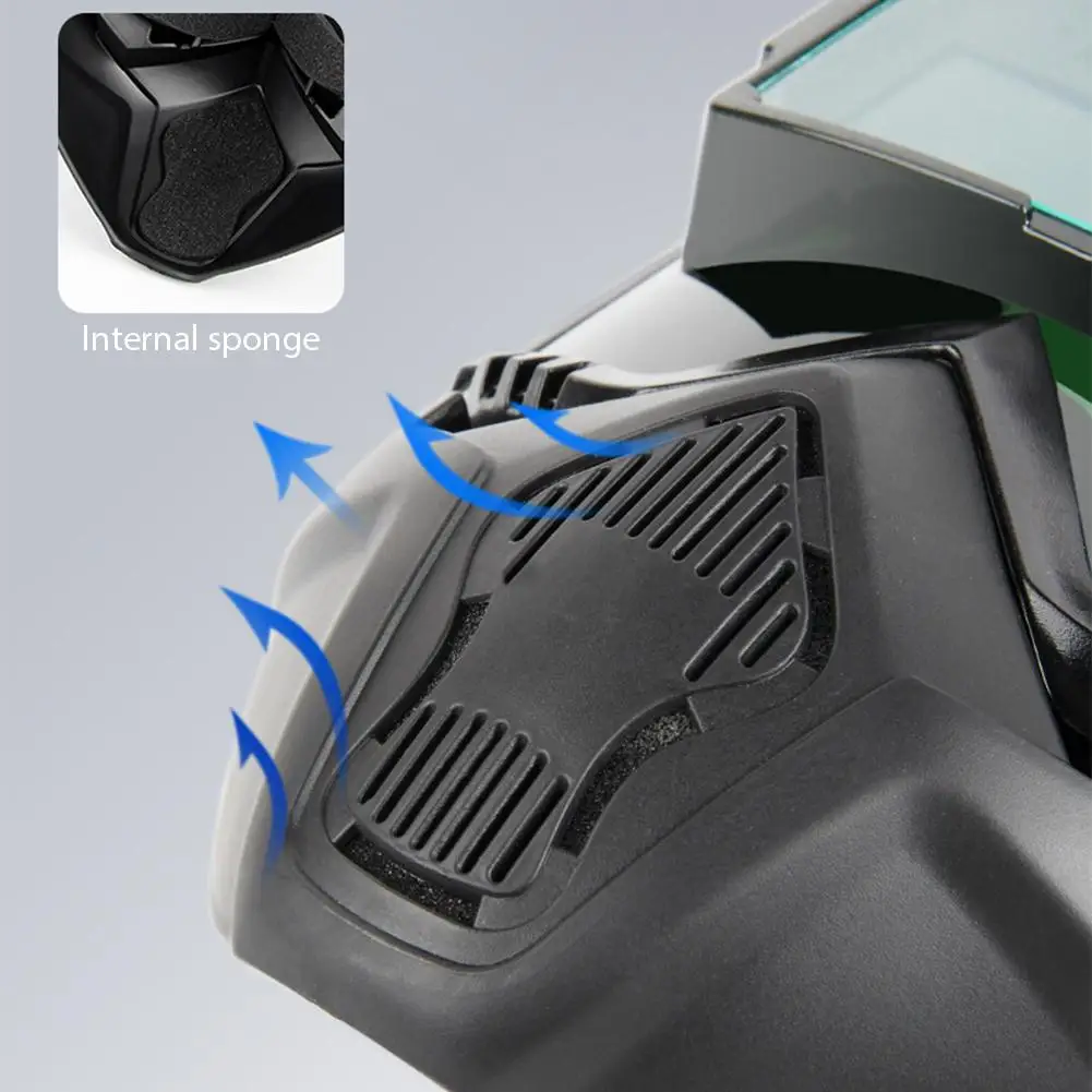 خوذة لحام أوتوماتيكية متغيرة الضوء مثبتة على الرأس، قناع قابل للتنفس قابل للفصل وقابل للتعديل