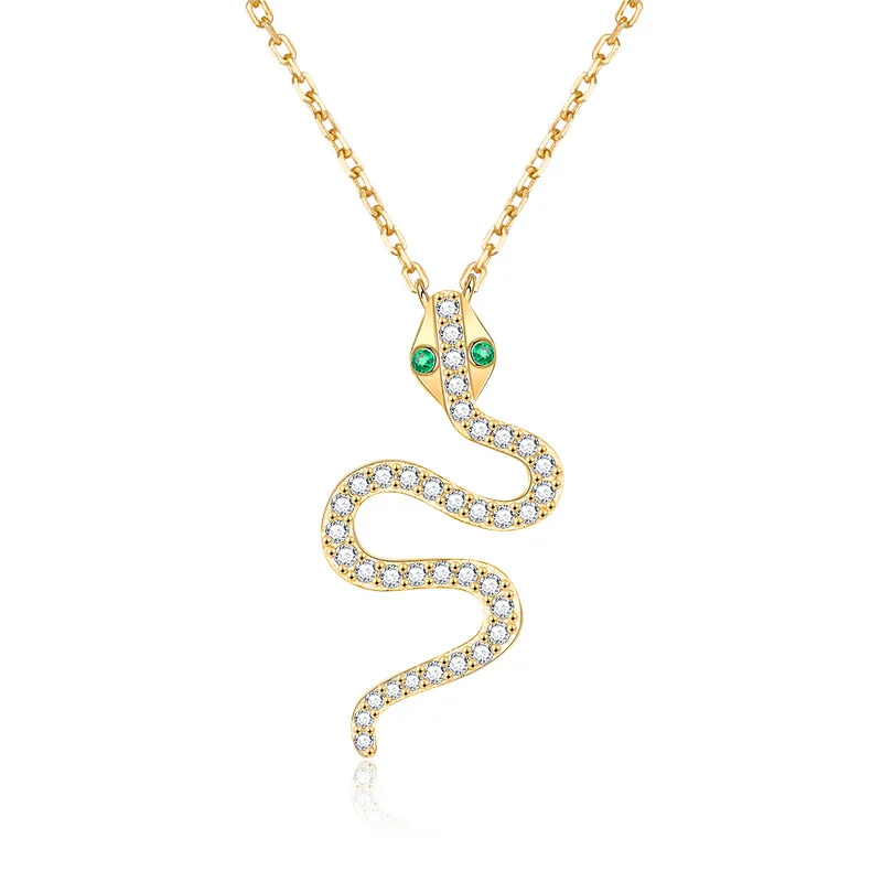 

Европейская и американская мода, инкрустированный цирконом кулон в форме змеи, простой индивидуальный универсальный элегантный женский кулон из стерлингового серебра 925 пробы