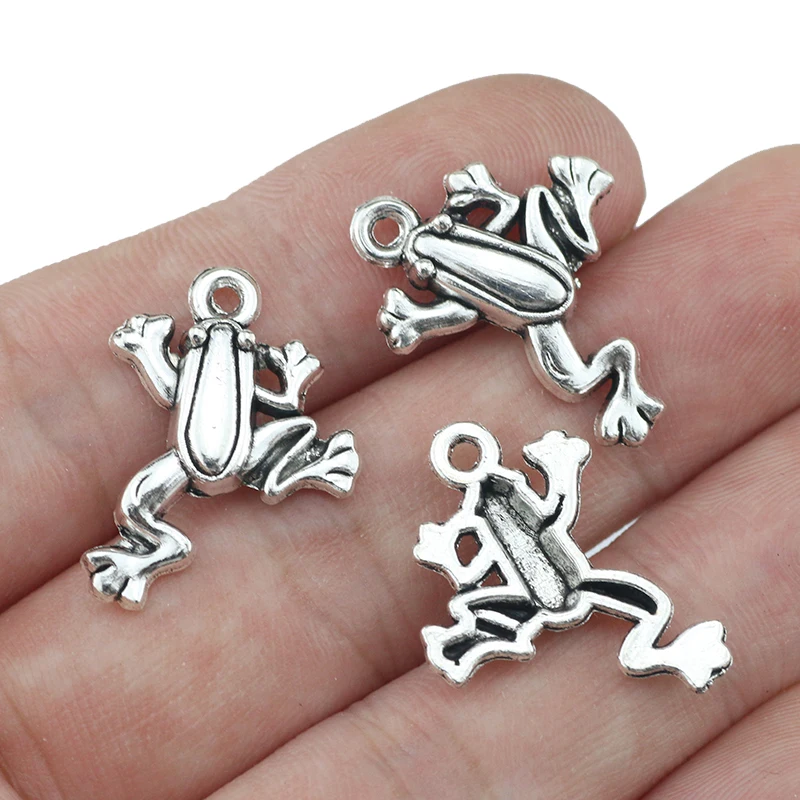 20 Pieces/Lot 19mm*23mm Small Alloy Antique Silver Plated Cute Animal Frog Charms For DIY Neckalce Bracelet Jewelry Making