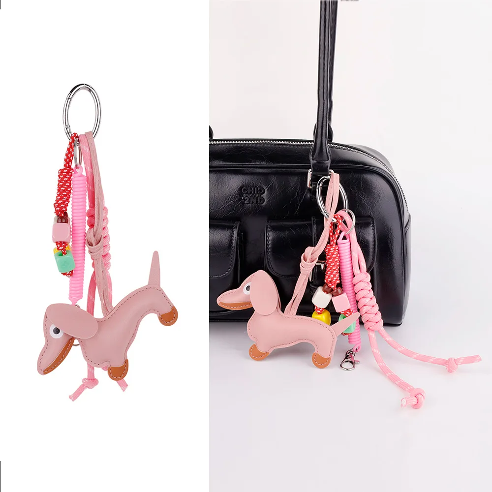 العصرية هدية لطيف السجق الكلب المفاتيح الجلود المنسوجة حبل مكافحة خسر الأمتعة علامة حقيبة السيارة العرافة الرجال النساء الإكسسوارات الهدايا