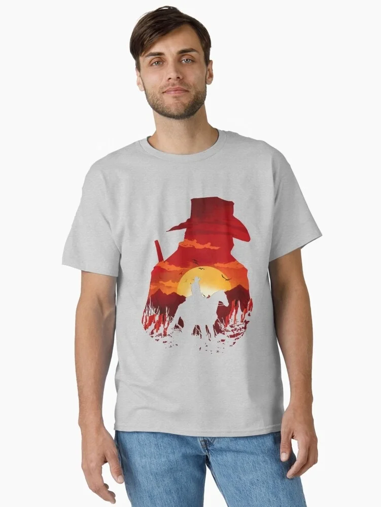 

Nostalgic - Gaming - Vibe Crew Neck T - Shirt Displaying A Retro - Style Western - Adventure Motif Print New Arrival Tee S-4XL