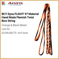 Akusta Recurve Bow Hand Made Bow String Dyna 97 Flight Material 16/18/20 Strands Black and Orange Mixed Use For 62-70 Inch Bow