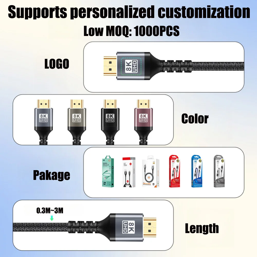 SmileLink HDMI 8K60Hz High-definition Cable Display HDMI2.1 Connection Cable Laptop TV  Projector 4K120Hz Data Cable PS5