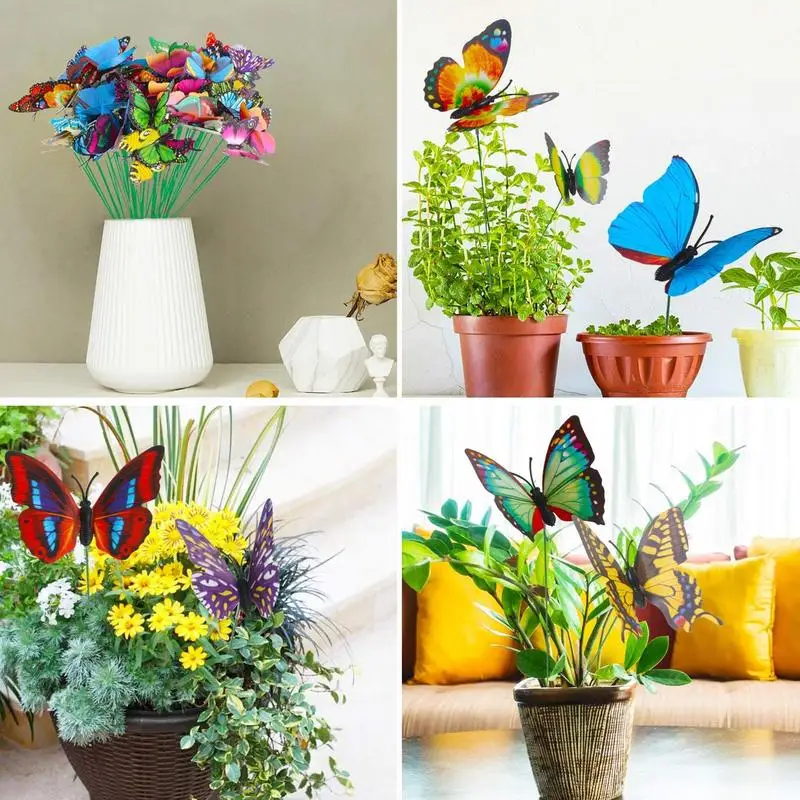 Bunch Of Butterflies Garden Yard Planter Colorful Whimsical Butterfly Stakes Decoracion Outdoor Decor Flower Pots Decoration