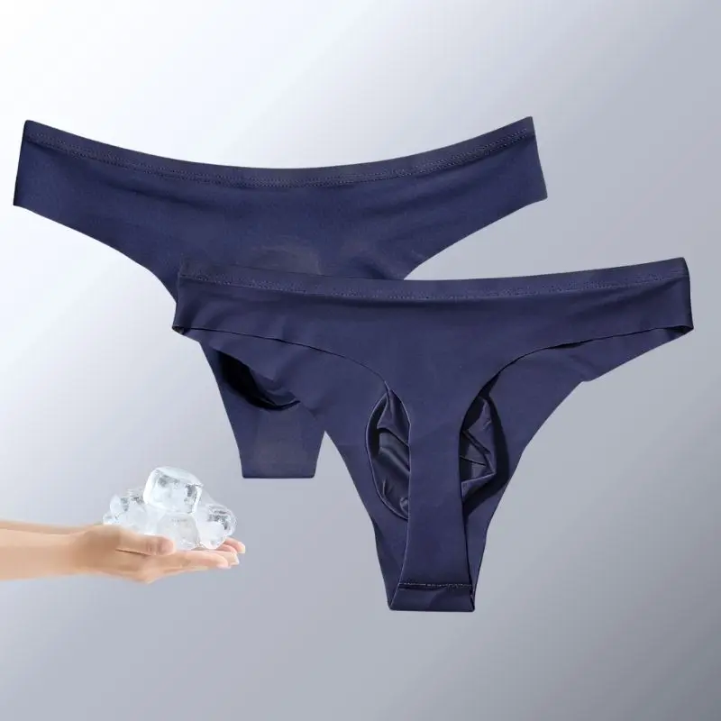 Celana Dalam Pria Model Thong Bahan Sutra Es, Bernapas, Tanpa Jahitan, Tanpa Bekas, Seksi, Model T-back, Lingerie Eksotis, Ukuran Besar