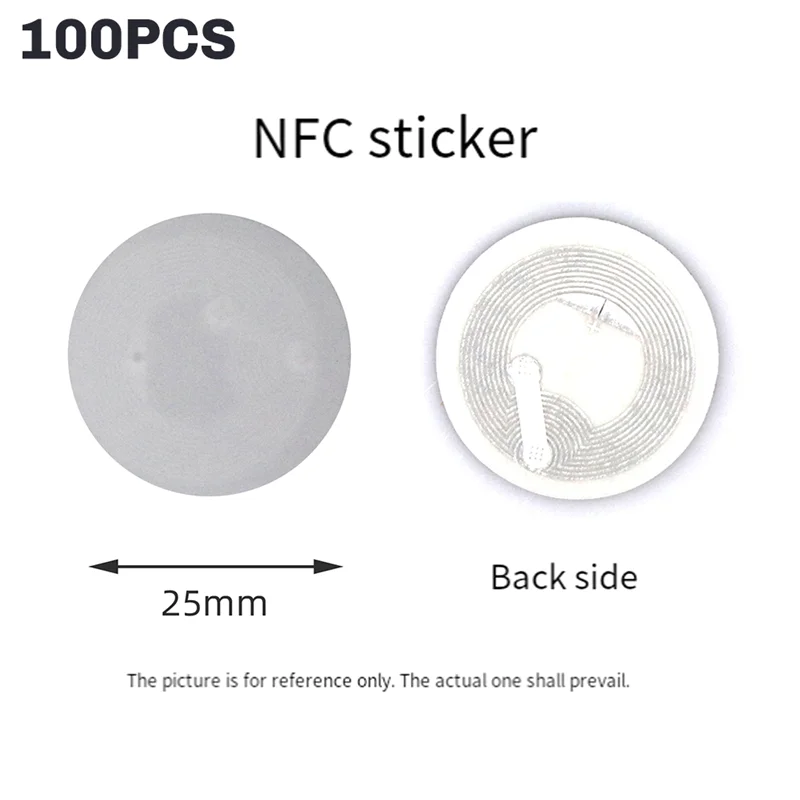 ABSY مجموعة تتفاعل العلامة ل NTAG215 NFC ملصق 100 قطعة ل Tagmo المنتدى Type2 NFC التسمية ل Ntag 215 ملصقات العلامات