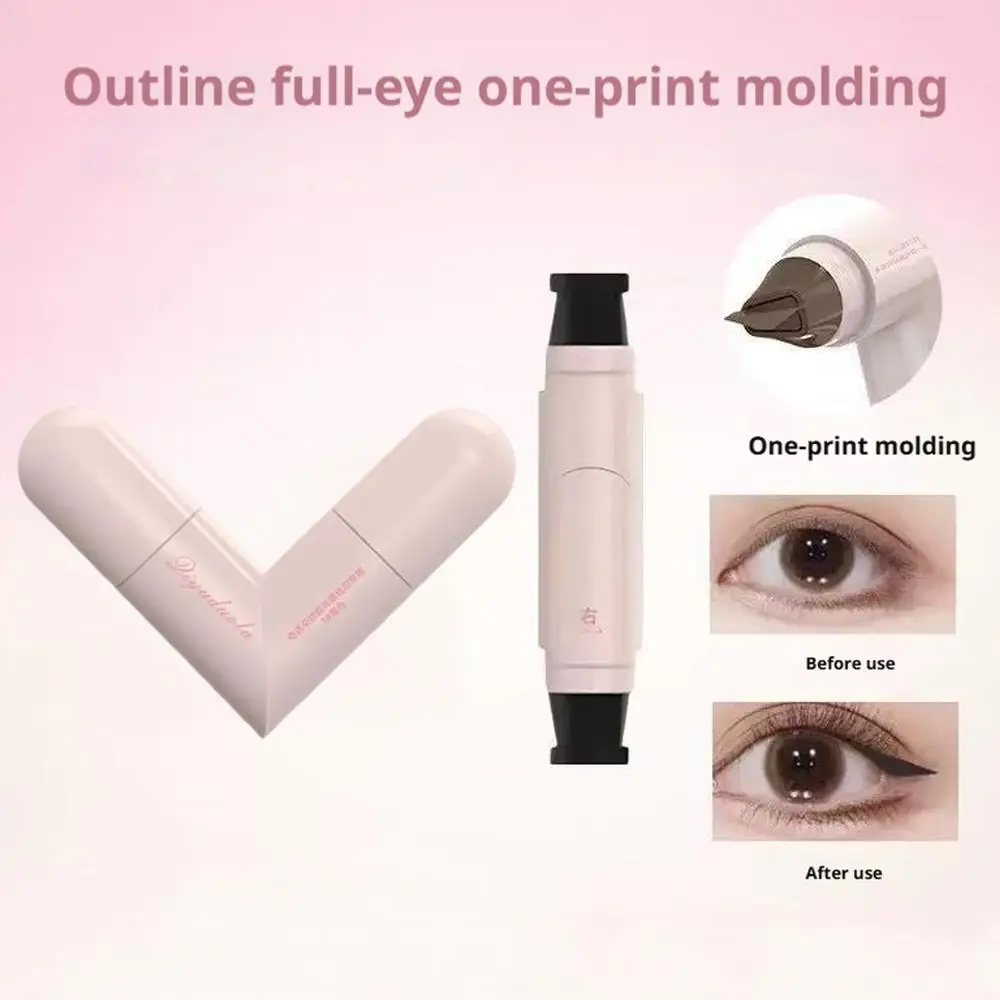 Geïntegreerde eyeliner-stempel Symmetrische nauwkeurige omtrekzegel Blijvende waterdichte vloeibare eyeliner-pen Verlengde oogstaartmake-up