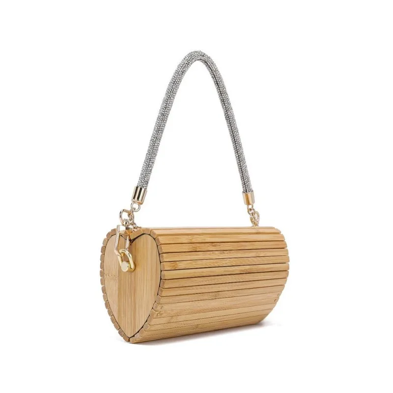 New Fashionable Wooden Original Heart-shaped Women's Bag For Dinner Parties, Personalized And Unique, Niche Single Shoulder Bags
