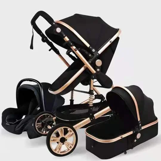 High Quality Baby Stroller Luxury Compact Stroller 3 in 1 Fold Two-Way Baby Doll Stroller China with Car Seat