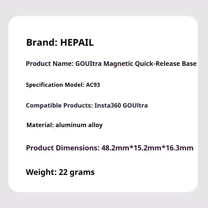 Magnetic Adapter for Insta360 Go Ultra Quick Release Foldable Plate Base Expansion Bracket with 4/1 thread Camera Mount Accesso