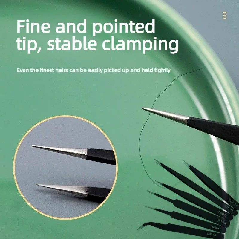 

6/9/10Pcs Anti-static ESD Tweezers Maintenance Tool Industrial Precision Curved Straight Tweezers Car Repair Tool Set Parts