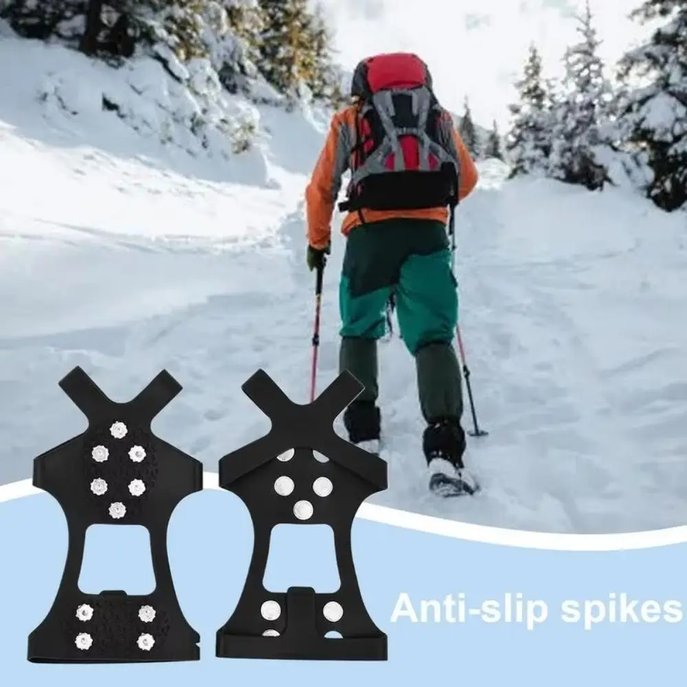 10 Studs Shoes Spikes Cover Flexible Anti-Skid Snow Spikes Shoes Stretchable Shoe Spike Snow Crampon Cleats Mountaineering