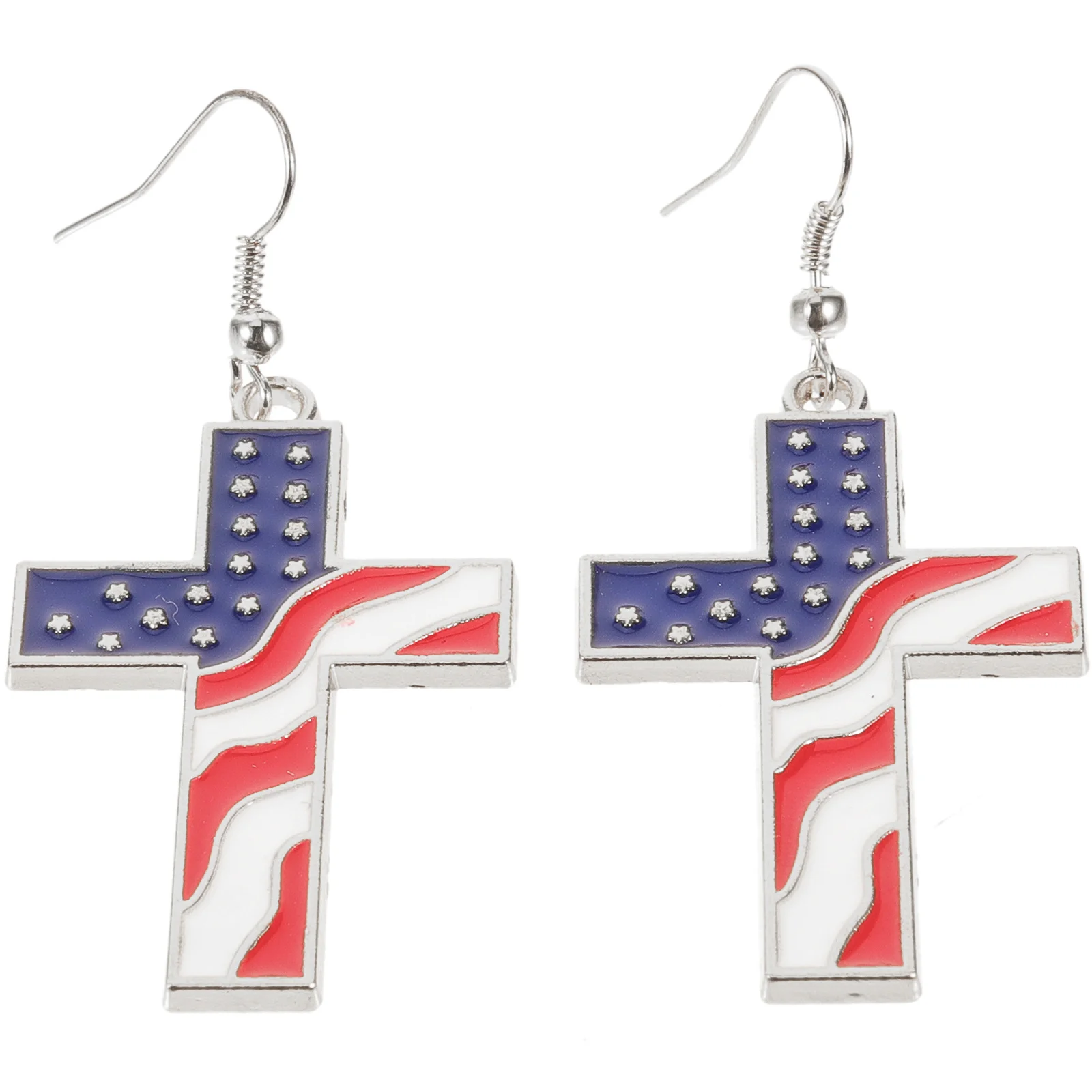 

1 Pair Novel Cross Shape 4Th Of July Earrings For Women Fashion Independence Day Party Jewelry American Flag Design Ear