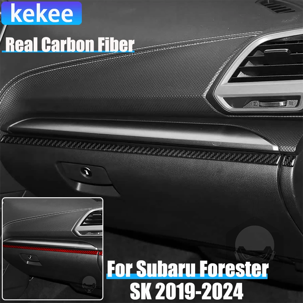 

Real Carbon Fiber Car Accessories Passenger Dashboard Strip Soft Sticker For Subaru Forester SK 2019 2020 2021 2022 2023 2024