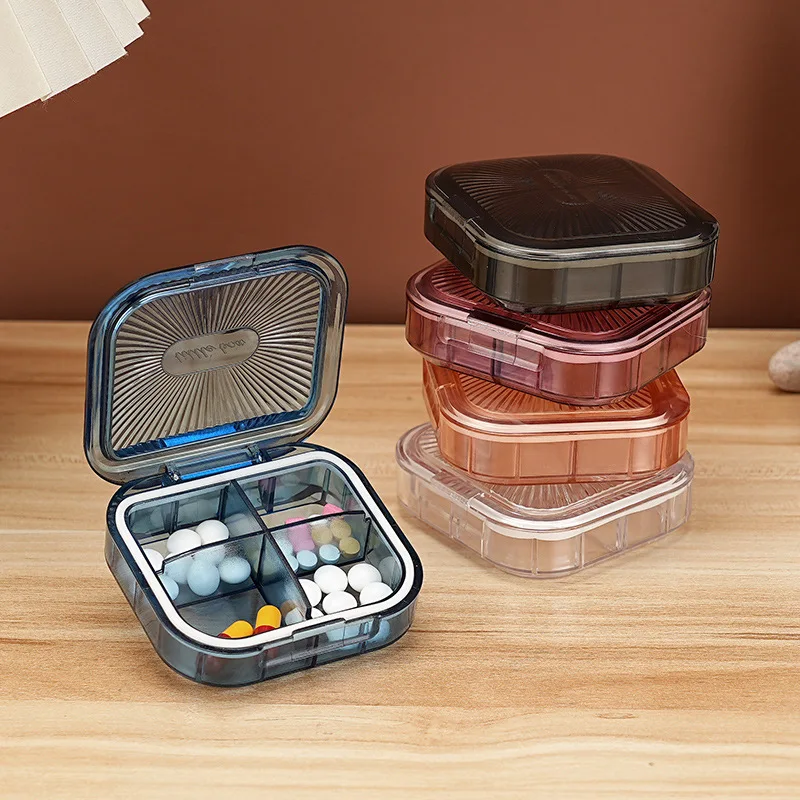 Portable Japanese Pill Organizer - 4 Times a Day, Compact & Leak-Proof Case for Pills and Vitamins