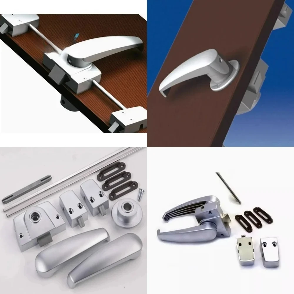 RV Bathroom Door Lock for RV Modification Accessories Three Point Upper Lower Handle Lock for Campervan Motorhome Van