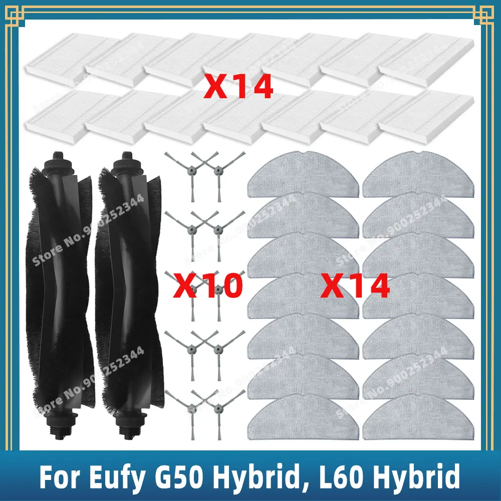 Compatible For Eufy G50 Hybrid / L60 Hybrid / L60 Hybrid SES Replacement Parts Accessories Main Side Brush Hepa Filter Mop Cloth