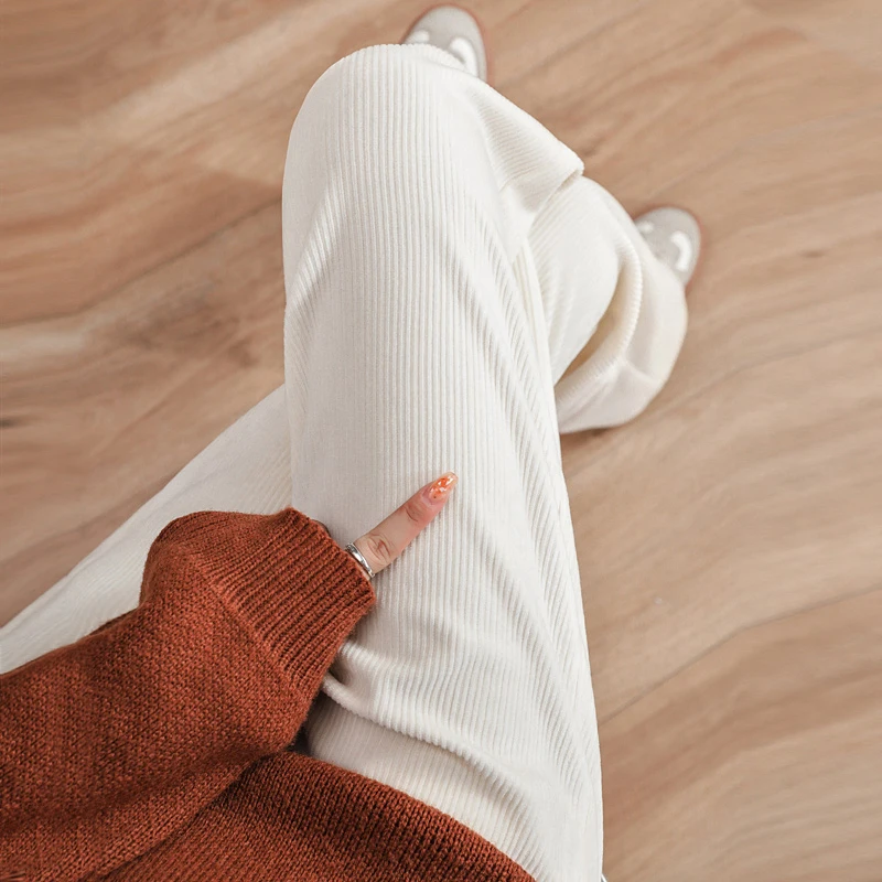 

plus Size Corduroy Pants Women Autumn Winter Thiened Fce Wide Leg Loose Slimming Long Pants Floor Length Trousers