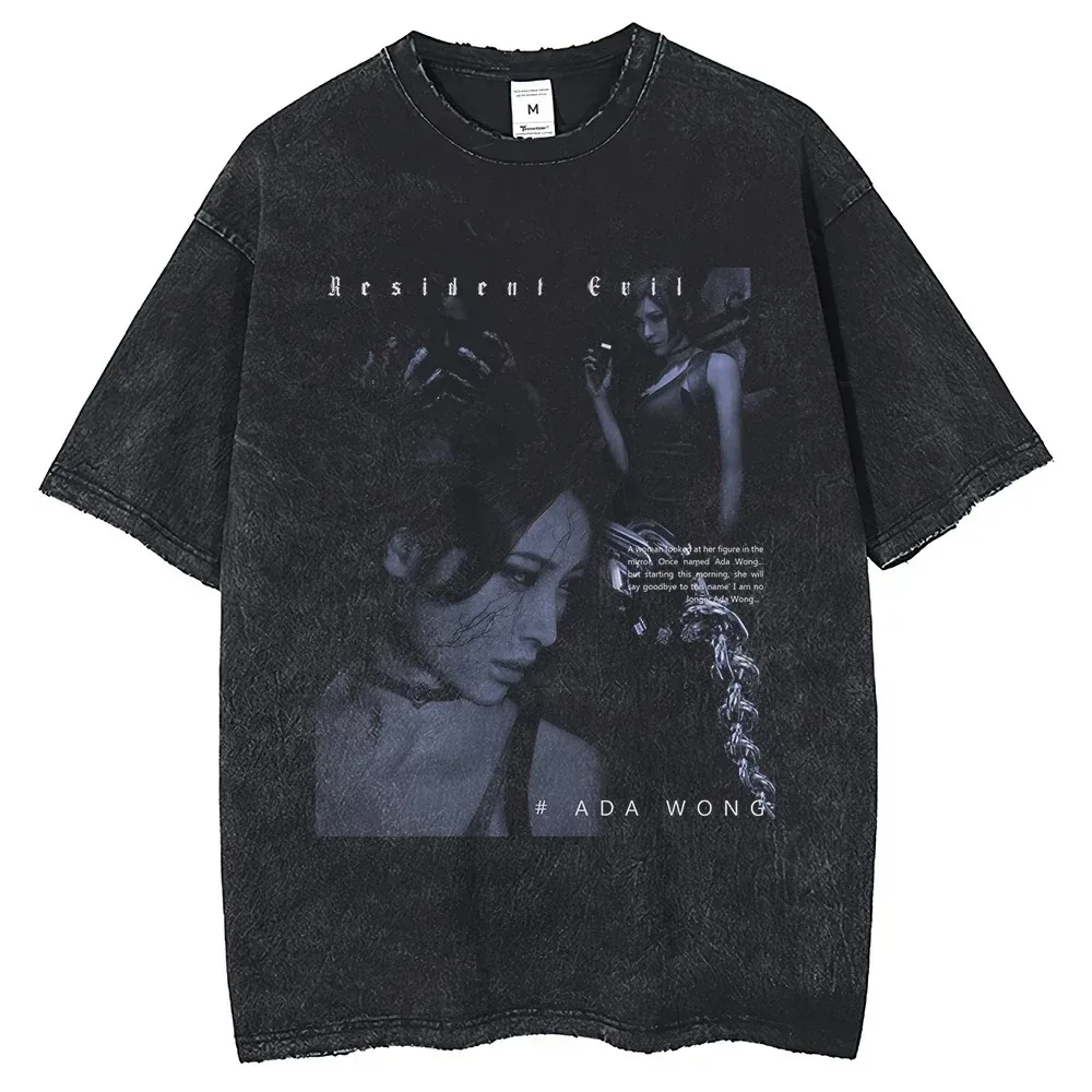 الرجعية لعبة الشر المقيم Ada Wong تي شيرت مطبوع الصيف قصيرة الأكمام تيز Harajuku غسلها القطن تي شيرت الرجال النساء الملابس