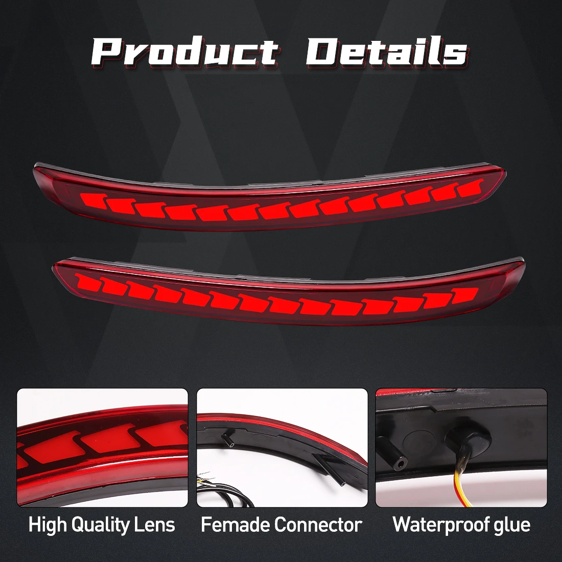 LED Rear Bumper Reflector Lights For Kia PEGAS 2016 2017 2018 2019 2020 2021 2022 Running Brake Dynamic Turn Signal Lamps 12V