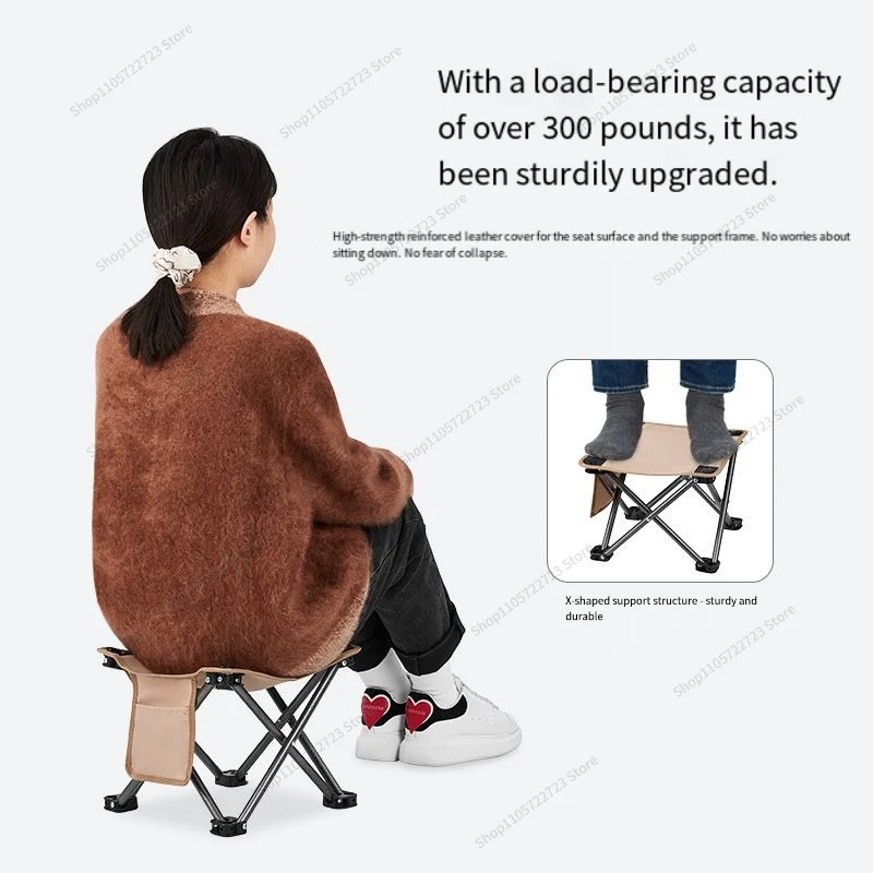 For Portable Folding Camp Stool Thickened Collapsible Seat Outdoor Fishing Household Small Chair