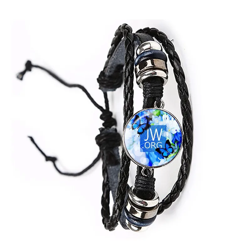 New Arrival JW.ORG Leather Bracelet Steampunk Jehovah's Witnesses Glass Cabochon Black/Brown Leather Bangle Jewelry Gift