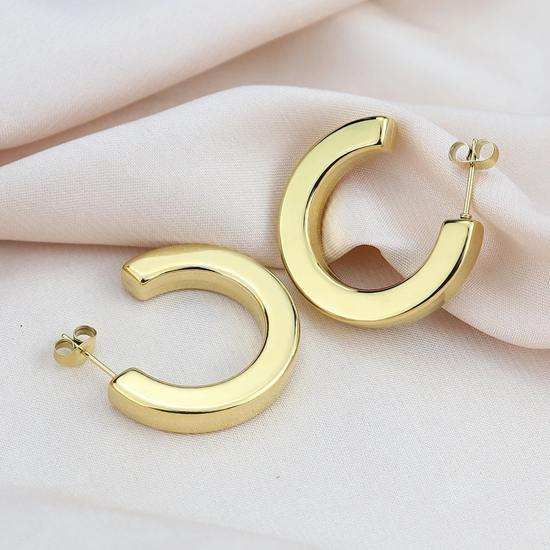 1 Pairs Golden Stainless Steel Twist Hoop Earrings Stainless Steel For Women Girls Hypoallergenic Earrings