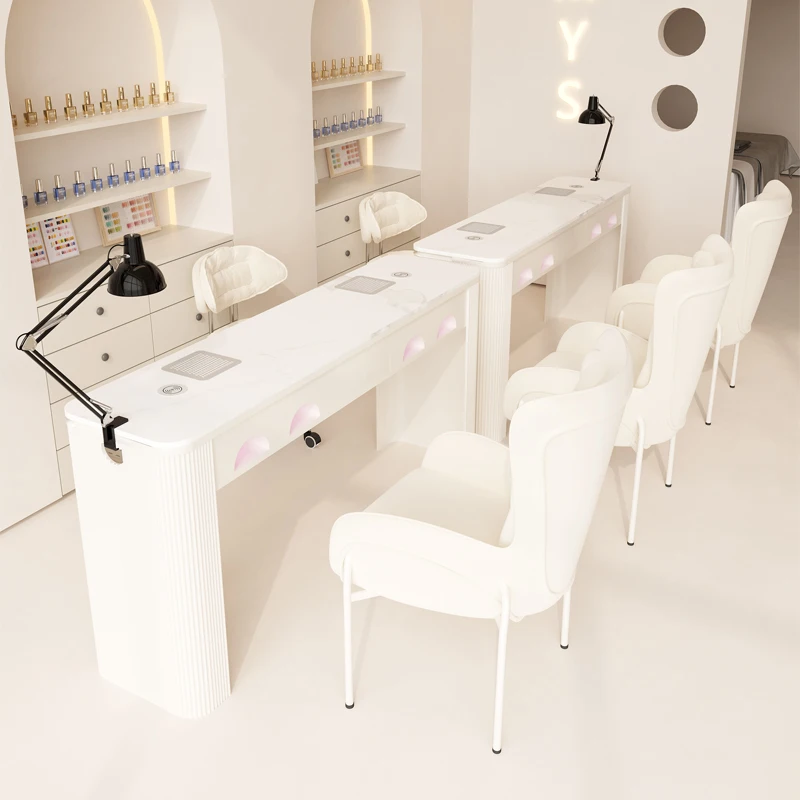 Modern Fancy Nail Table Professional Light Oficce Beauty Designer Nail Desk Equipment Workstation Manicure Tafel Furniture
