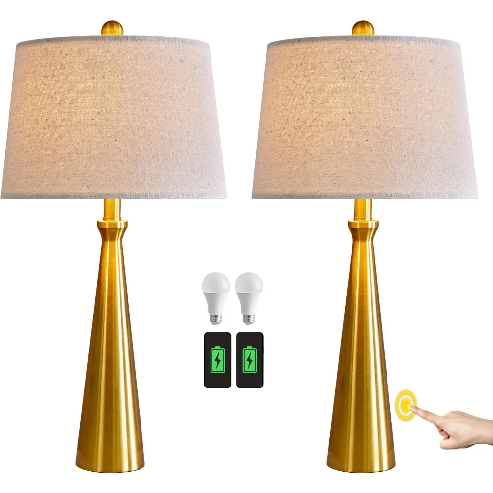 Imagem -02 - Oneach-dimmable Touch Control Modern Usb Table Lamp 25.75 3-way Cabeceira Nightstand Lâmpadas Sala de Estar Quarto de Cama Conjunto de 2